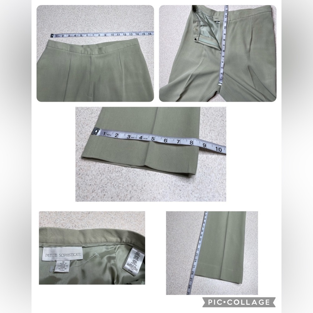 4 Piece Silk Suits Jacket, Dress, Beaded Shell, Pants Sage Green Sz 4,8,6,and 10 - Picture 9 of 14